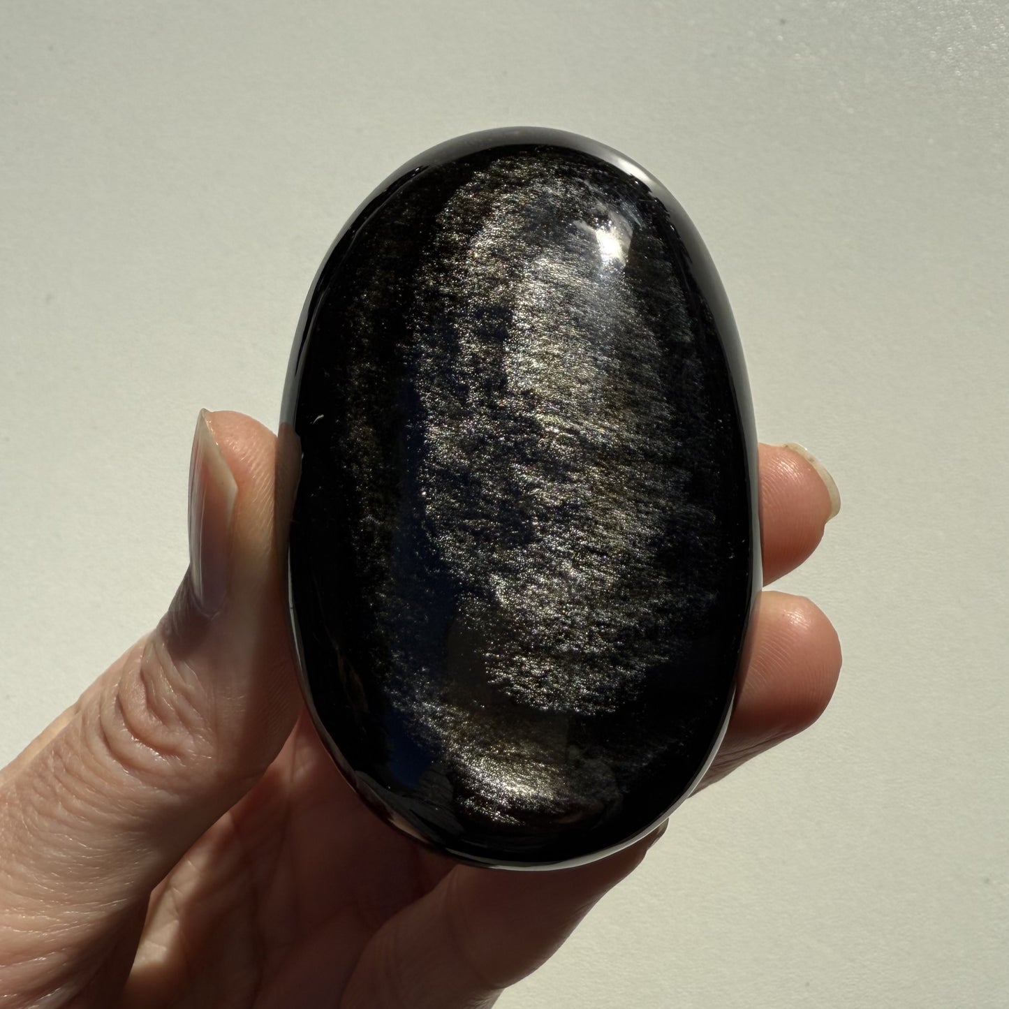 Golden Sheen Obsidian Palm Stone 004