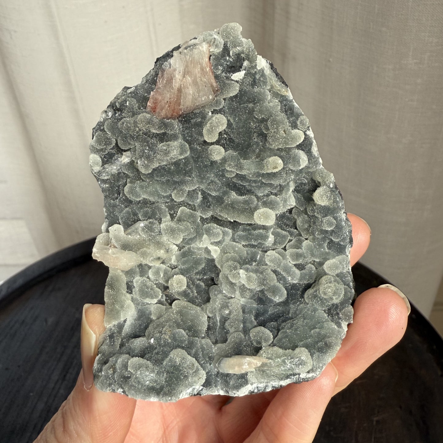 Black Chalcedony with Peach Stilbite 002