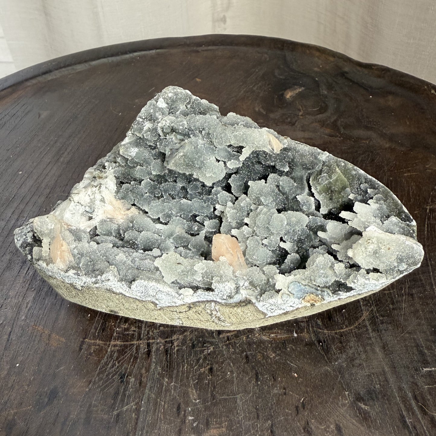 Black Chalcedony with Peach Stilbite 003