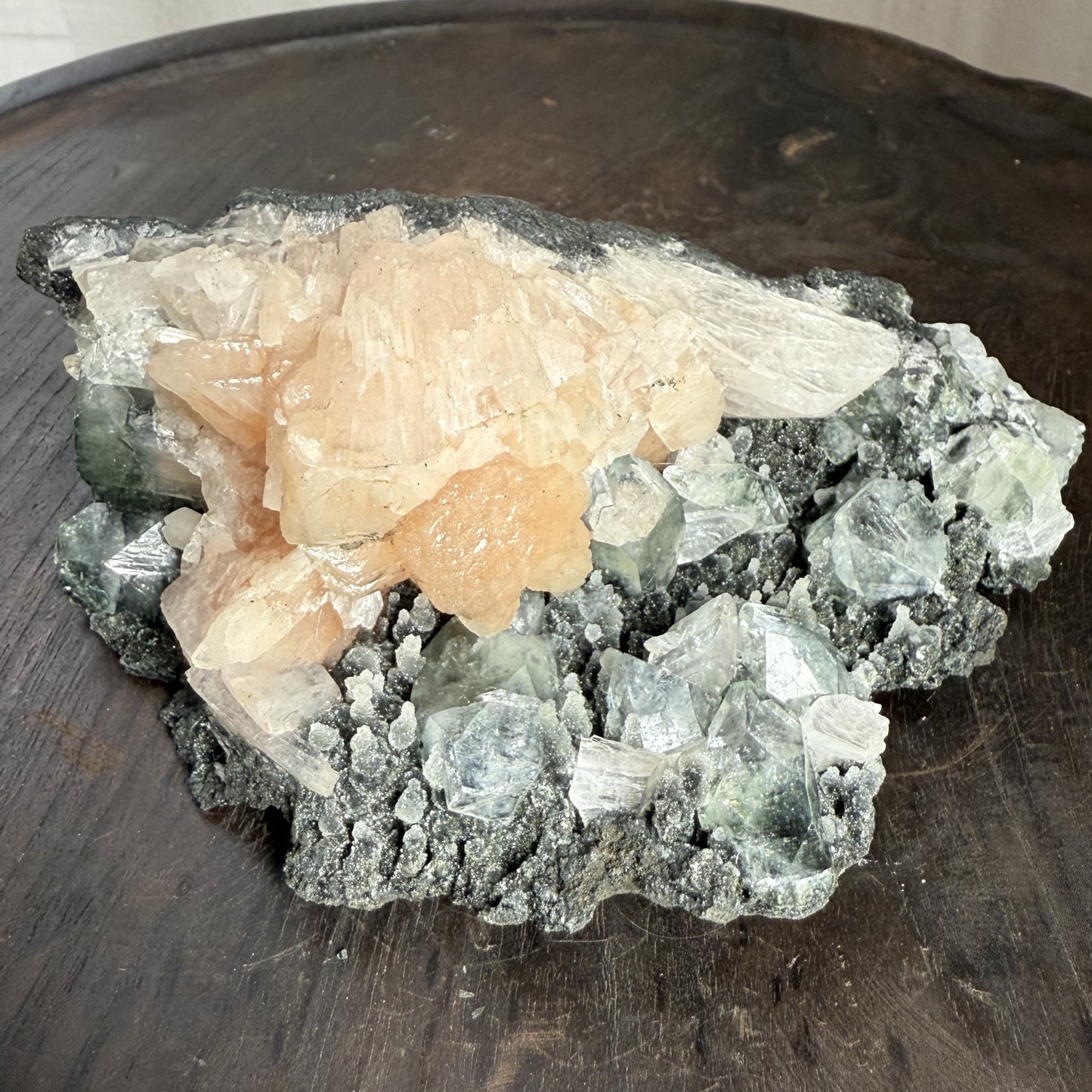 Black Chalcedony with Peach Stilbite 004