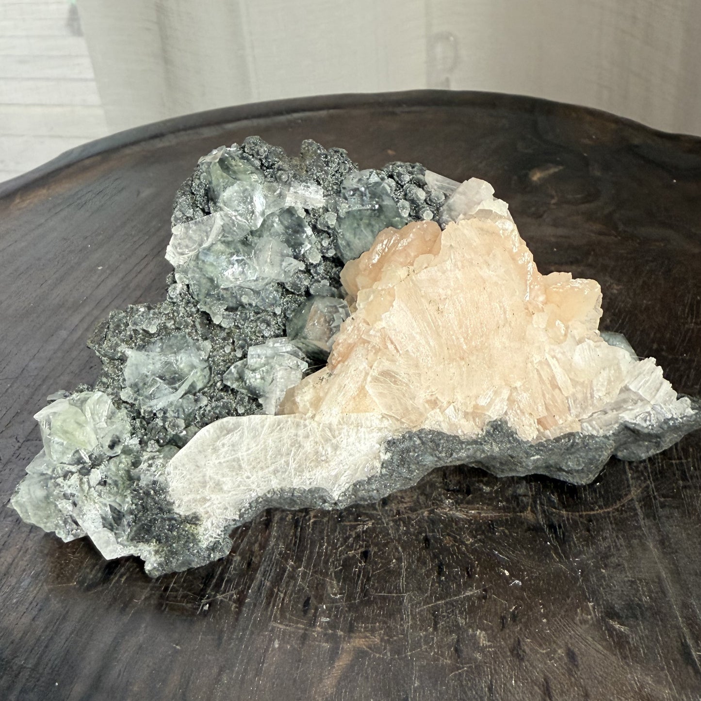 Black Chalcedony with Peach Stilbite 004