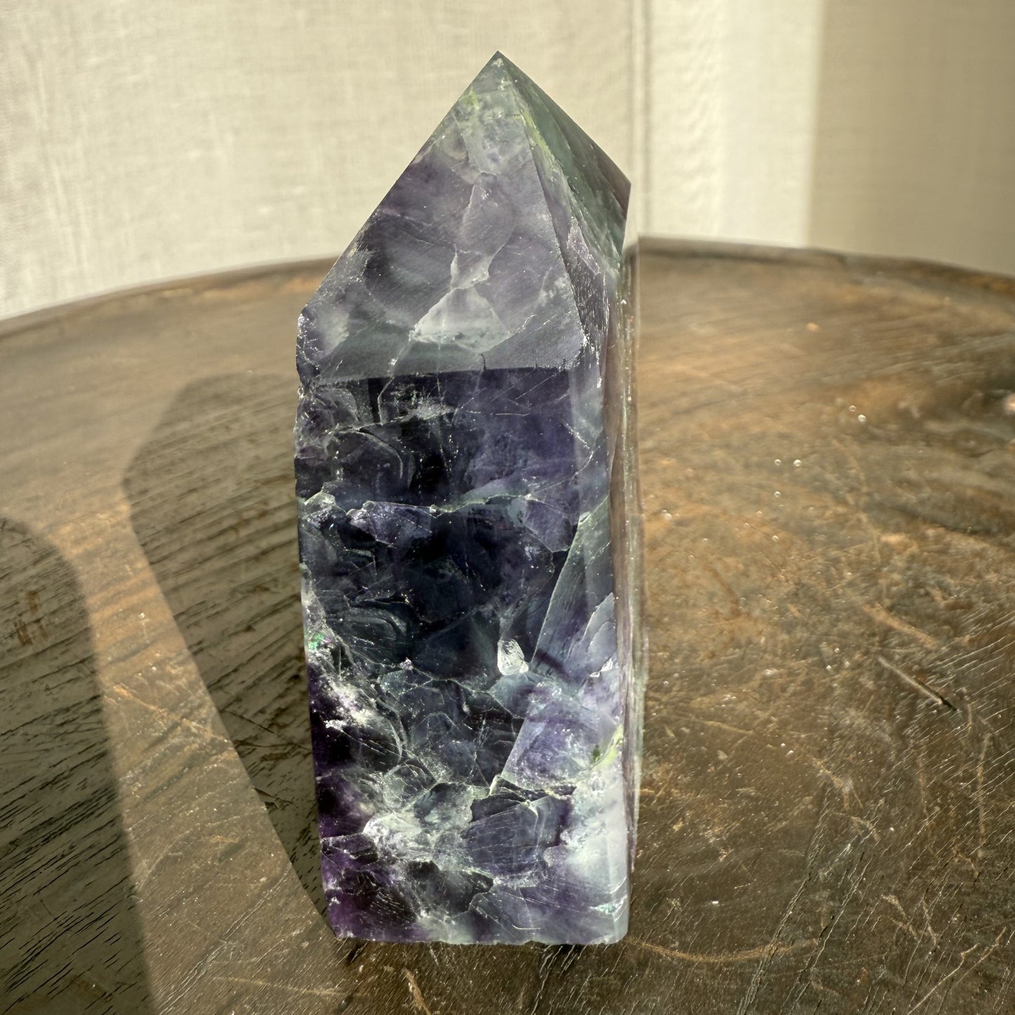 Rainbow Fluorite Wedge with raw edge 007