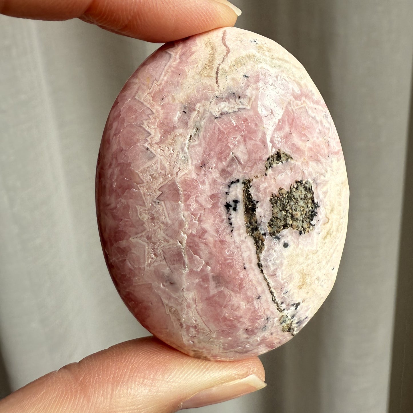 Rhodochrosite Palm Stone - 002