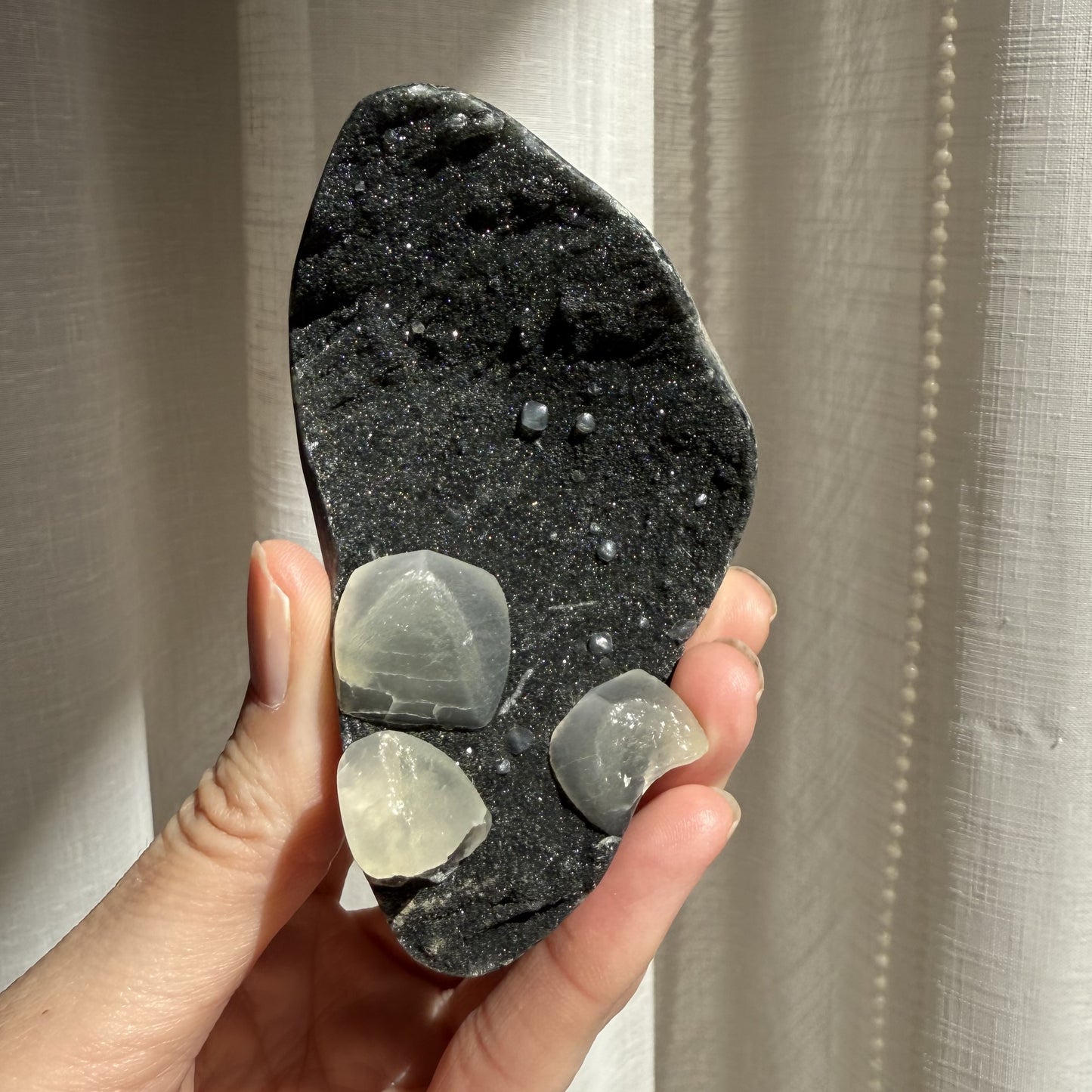 Black Amethyst with Calcite Cluster