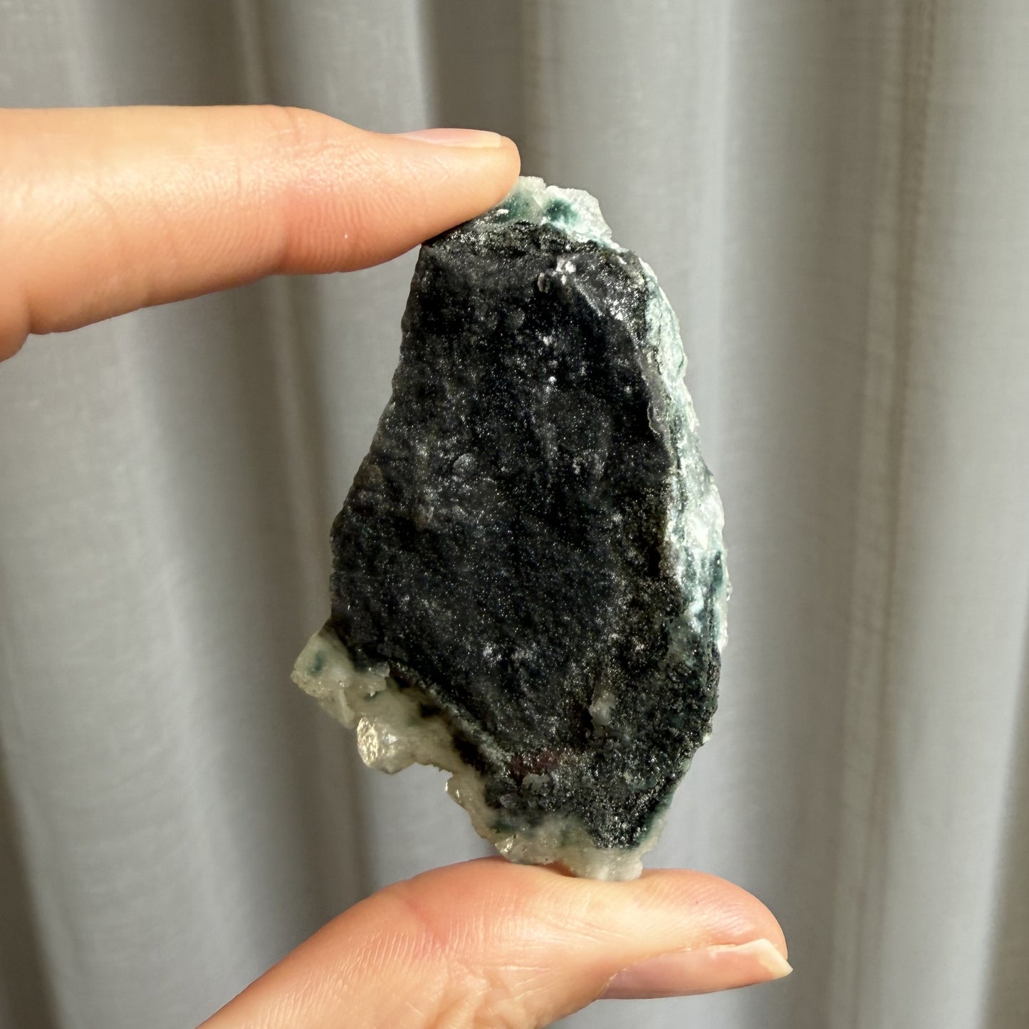 Dark Green Chalcedony with Apophyllite 001