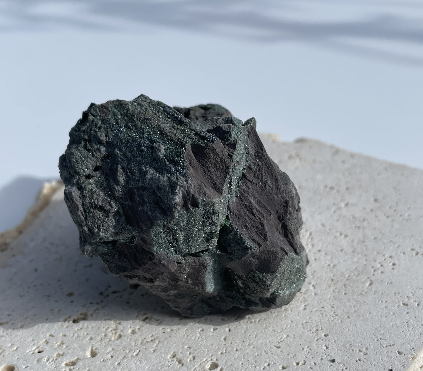 Natural Copper Libethenite Phosphate on Dolomite Cluster 003