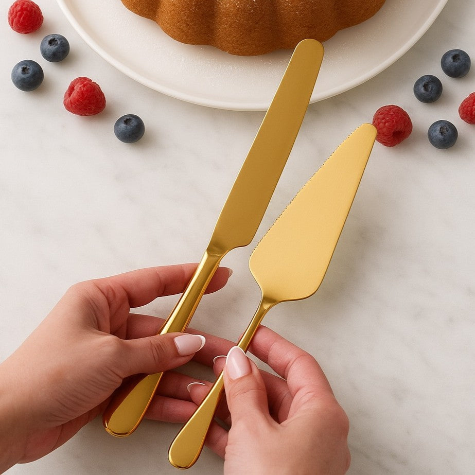 Gold Cake Servers