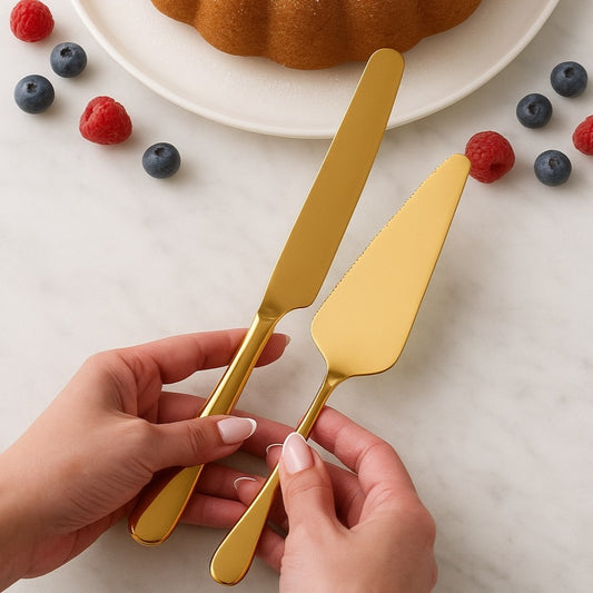 Gold Cake Servers