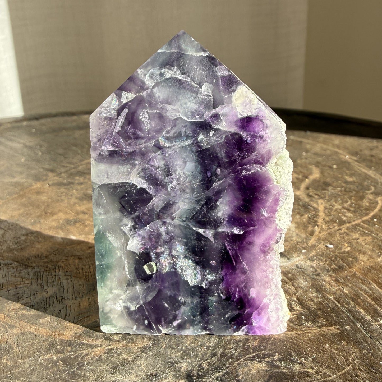 Rainbow Fluorite Wedge with raw edge 11