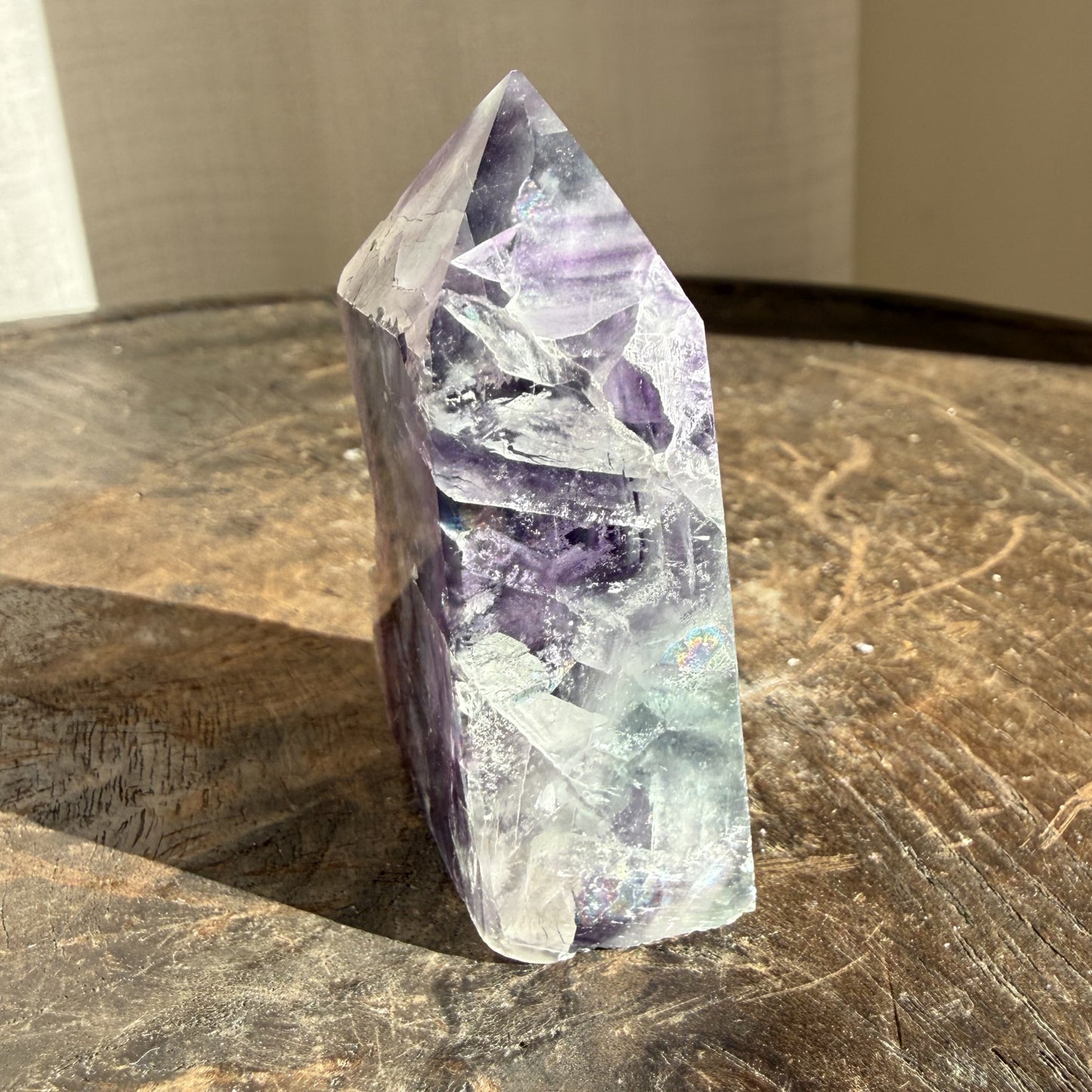 Rainbow Fluorite Wedge with raw edge 11