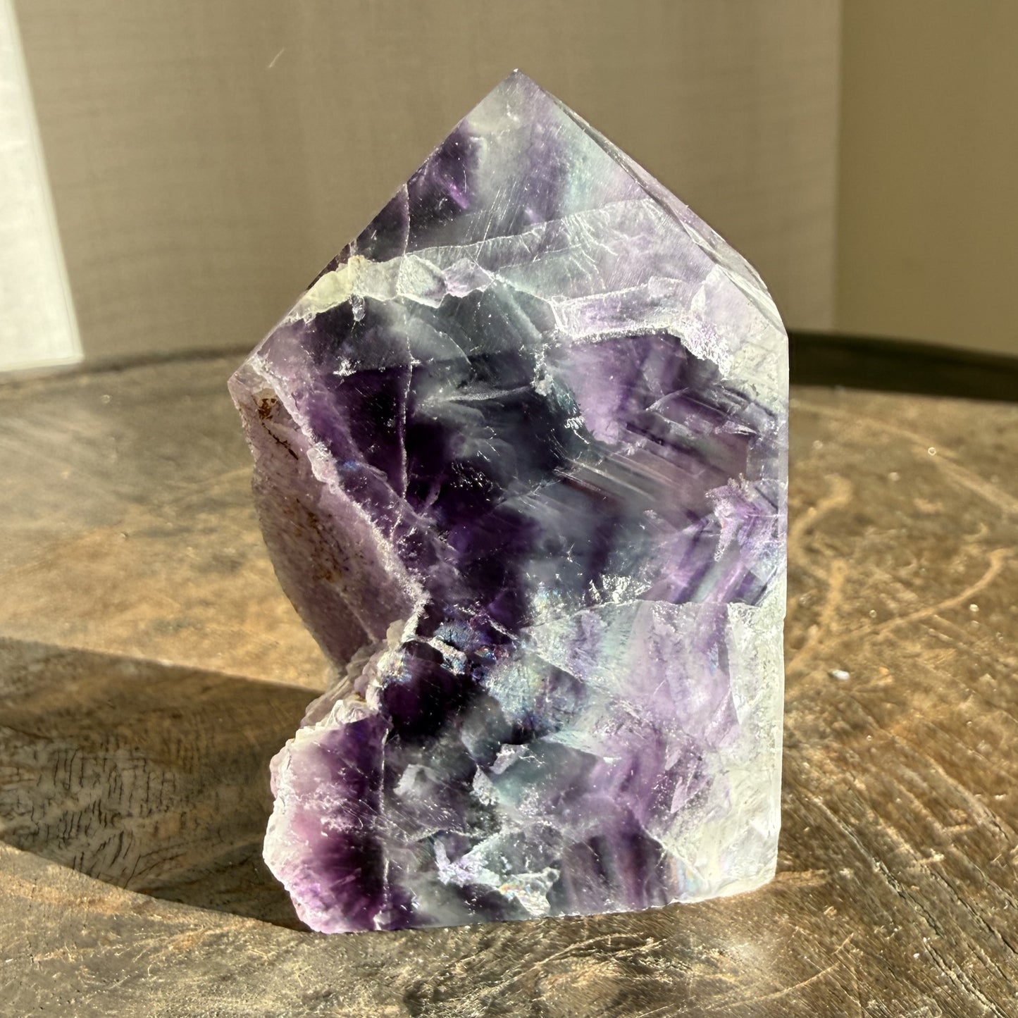 Rainbow Fluorite Wedge with raw edge 11
