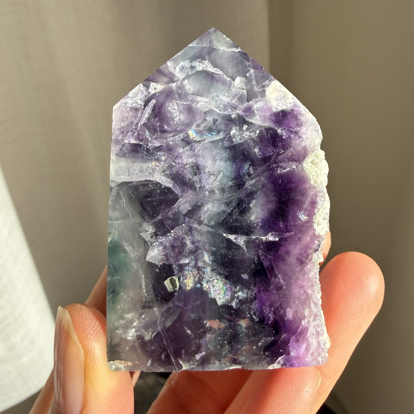 Rainbow Fluorite Wedge with raw edge 11