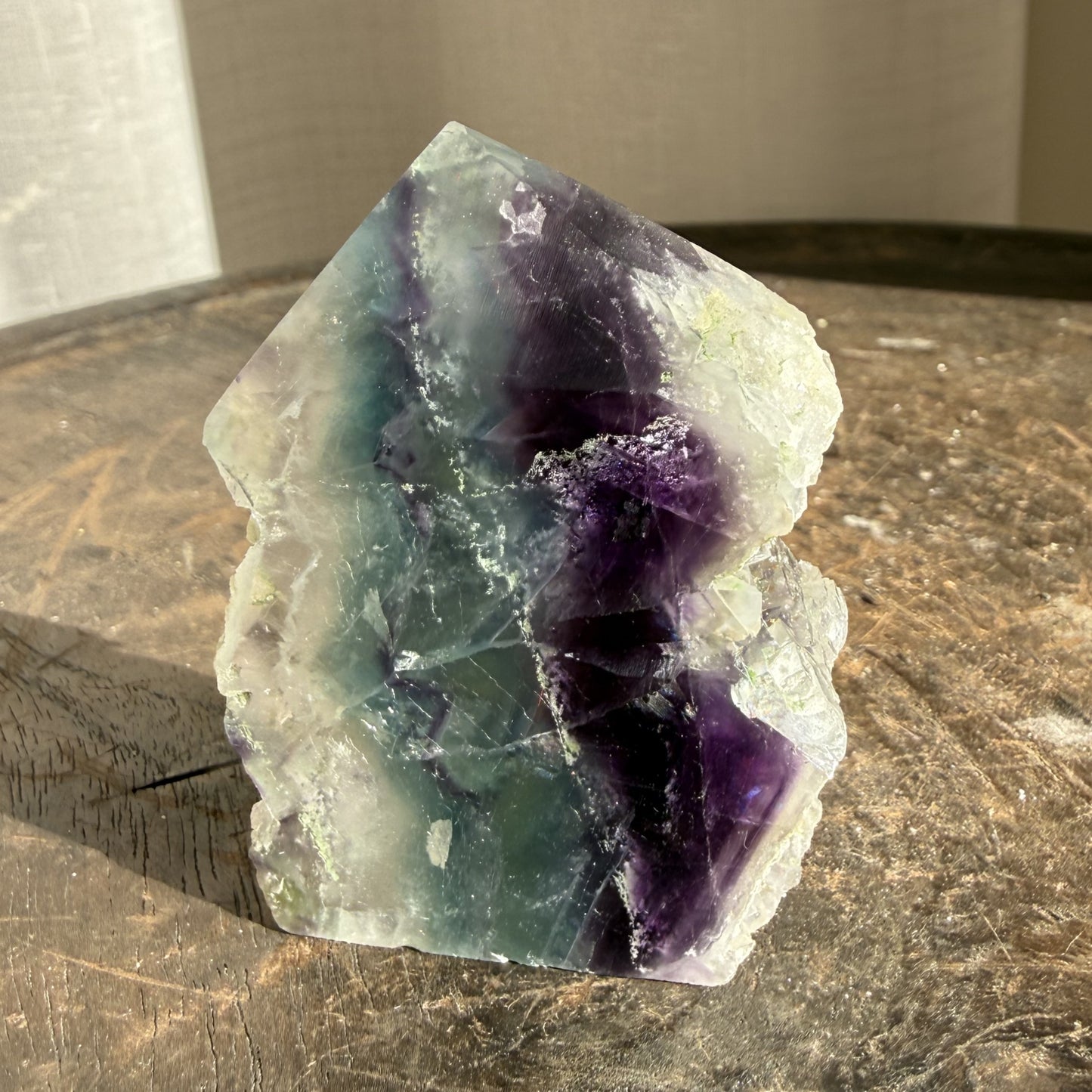 Rainbow Fluorite Wedge with raw edge 12
