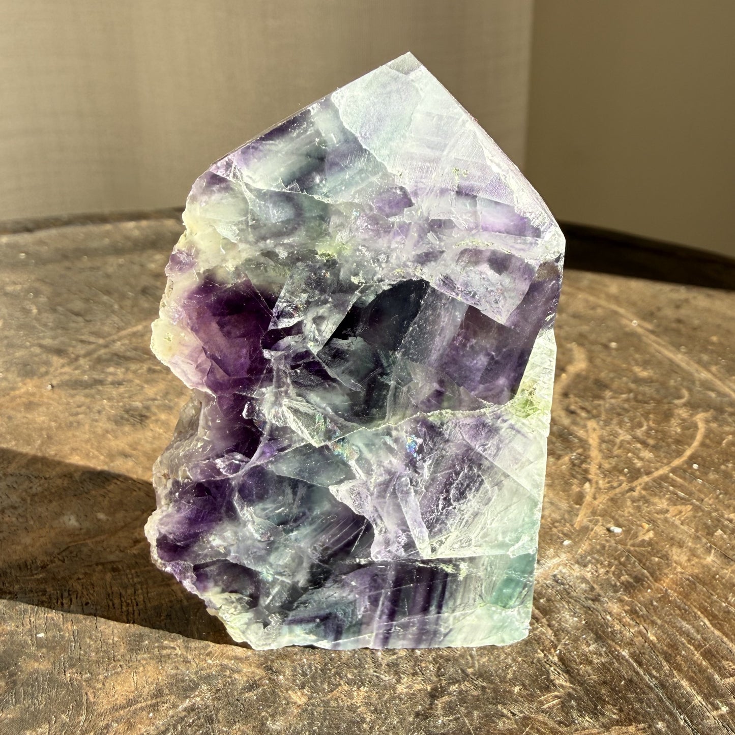 Rainbow Fluorite Wedge with raw edge 13