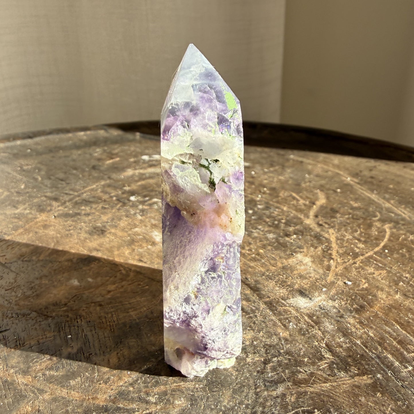Rainbow Fluorite Wedge with raw edge 13