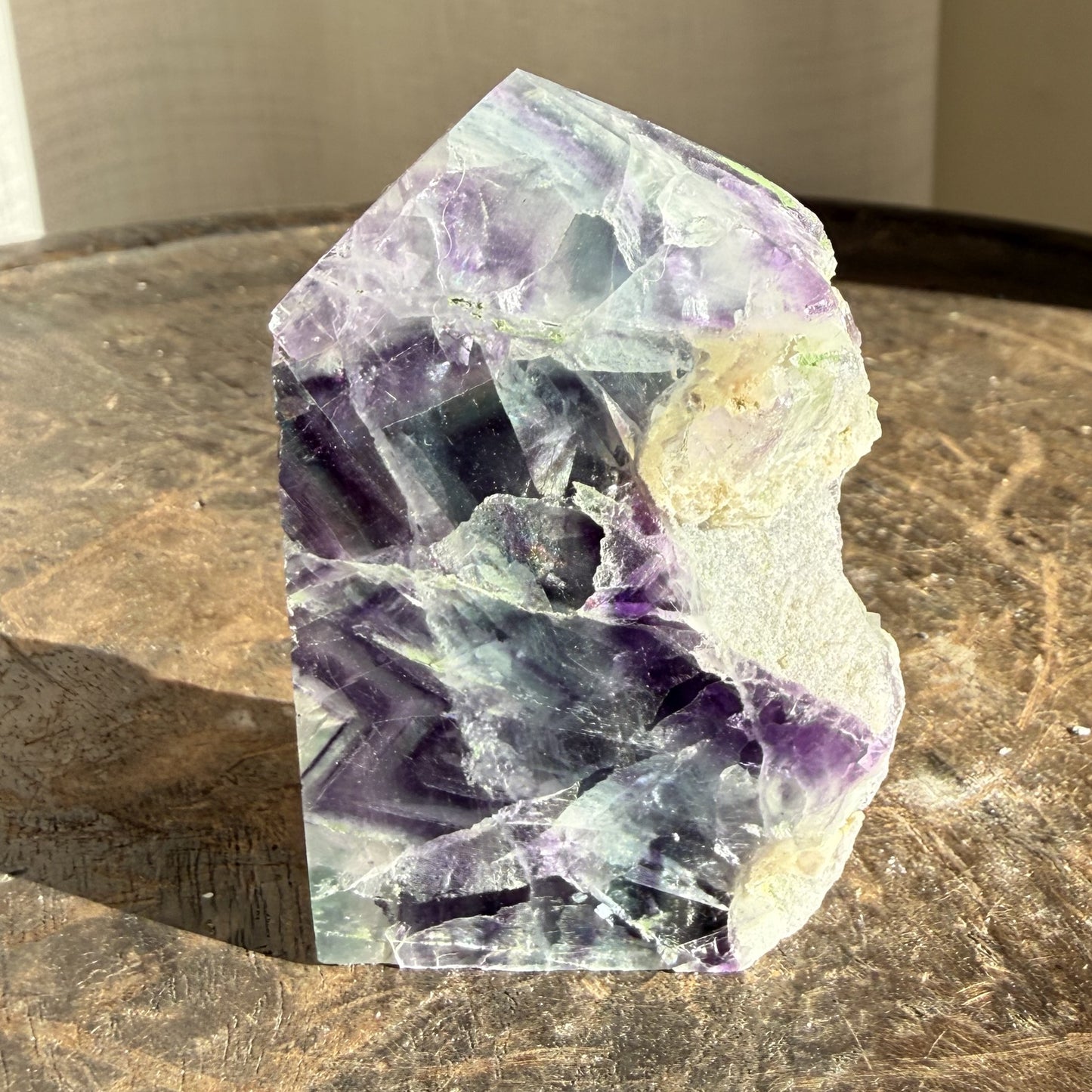 Rainbow Fluorite Wedge with raw edge 13