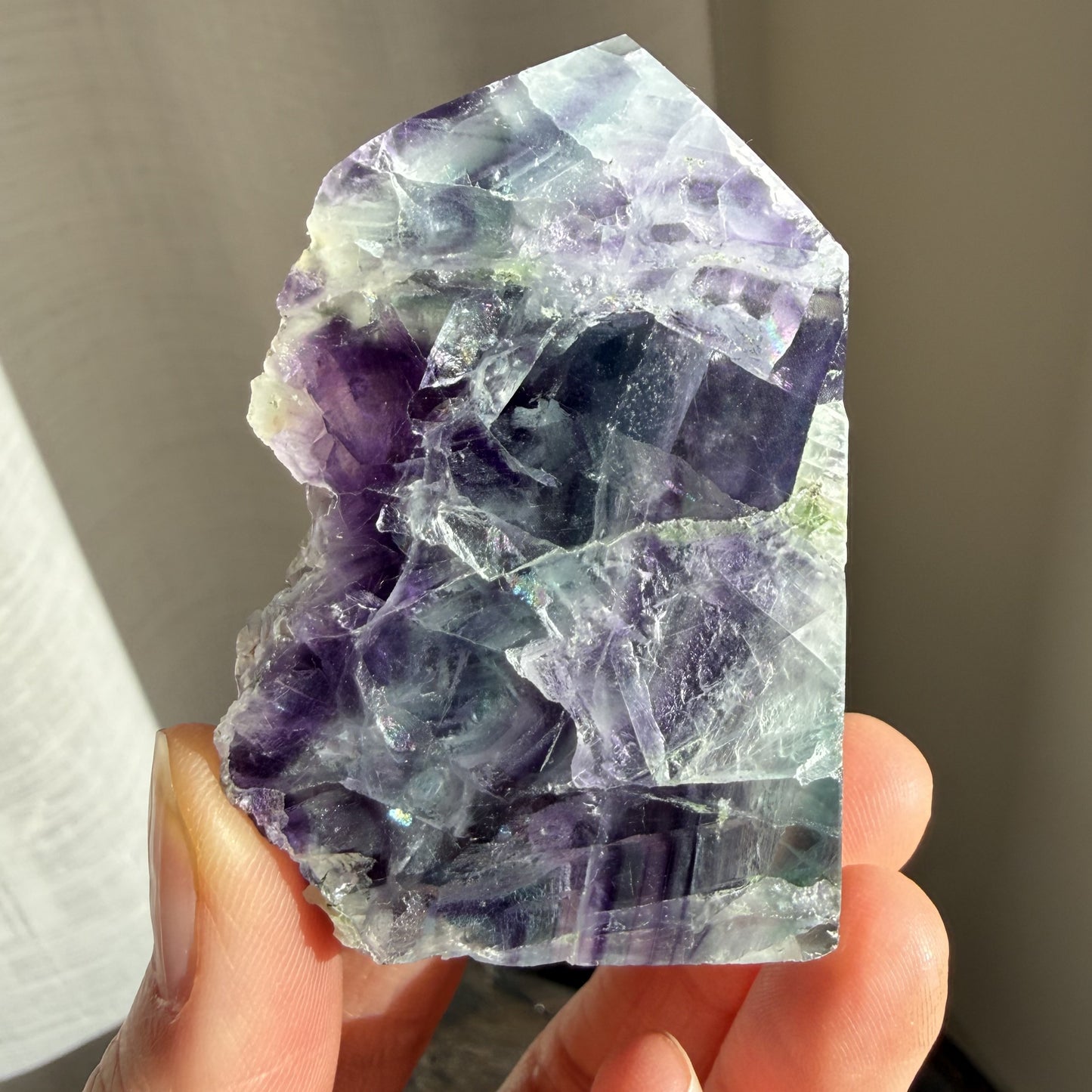 Rainbow Fluorite Wedge with raw edge 13