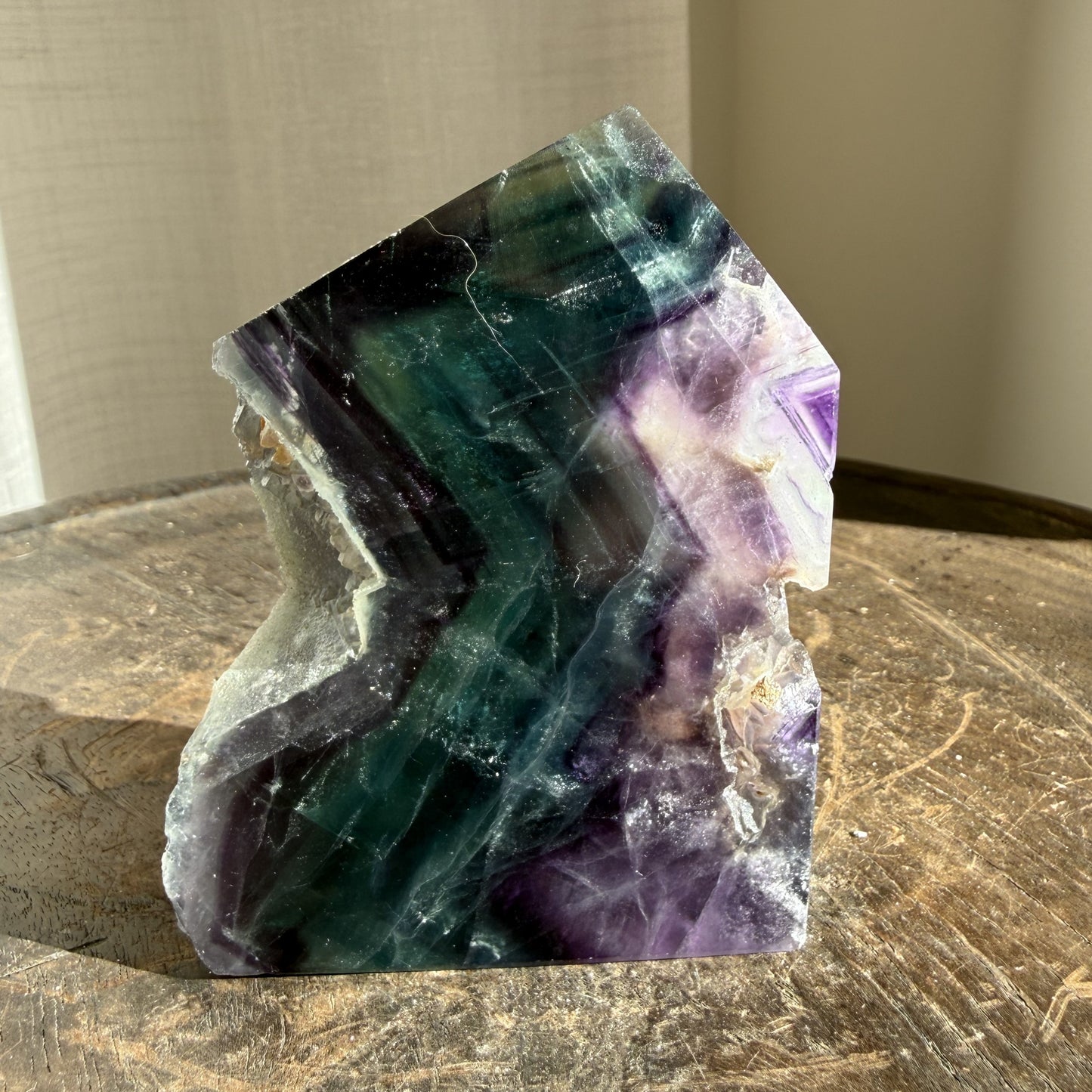 Rainbow Fluorite Wedge with raw edge 14