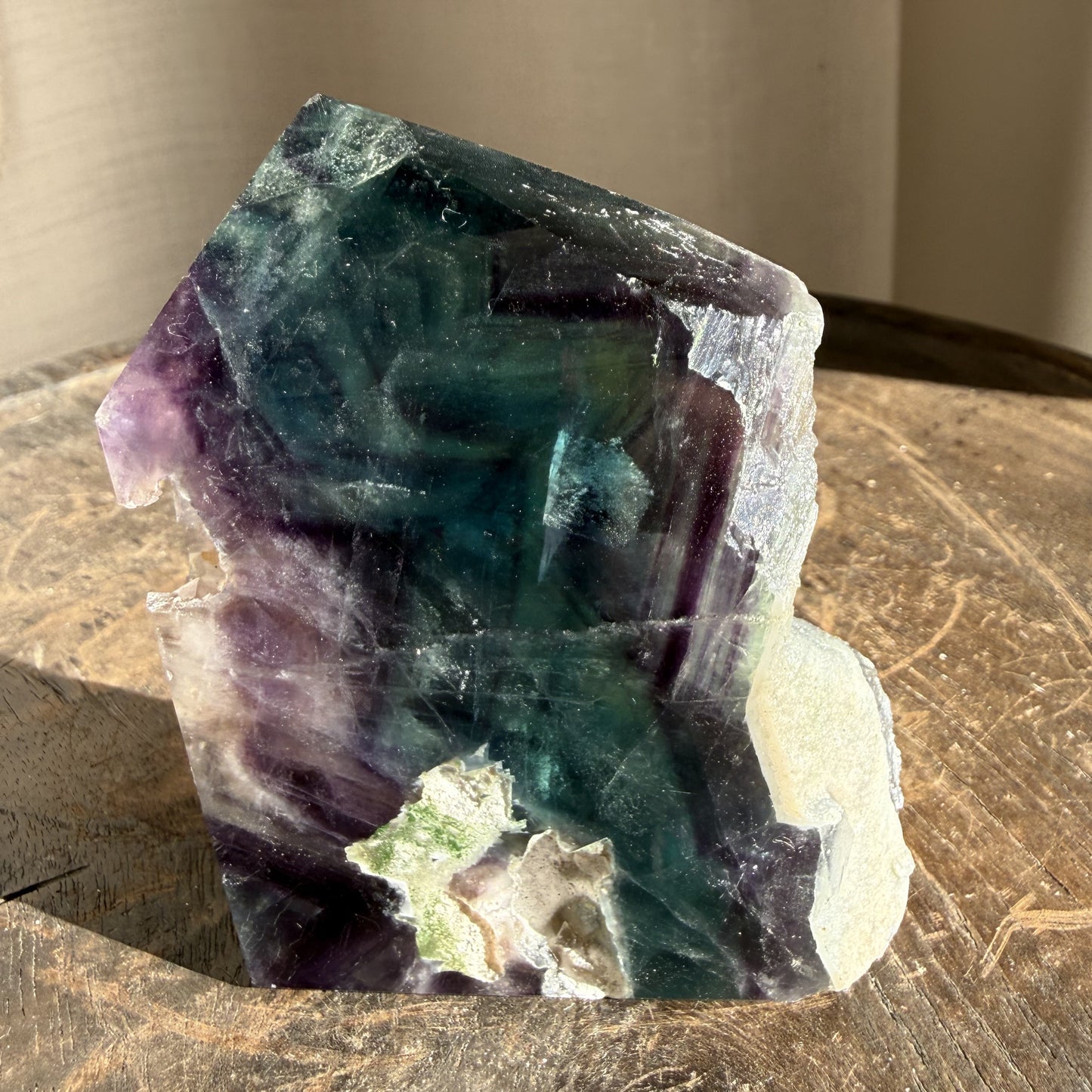 Rainbow Fluorite Wedge with raw edge 14