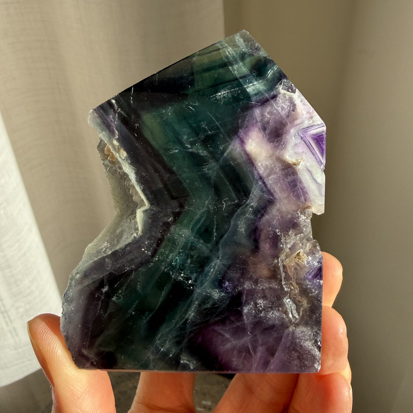 Rainbow Fluorite Wedge with raw edge 14