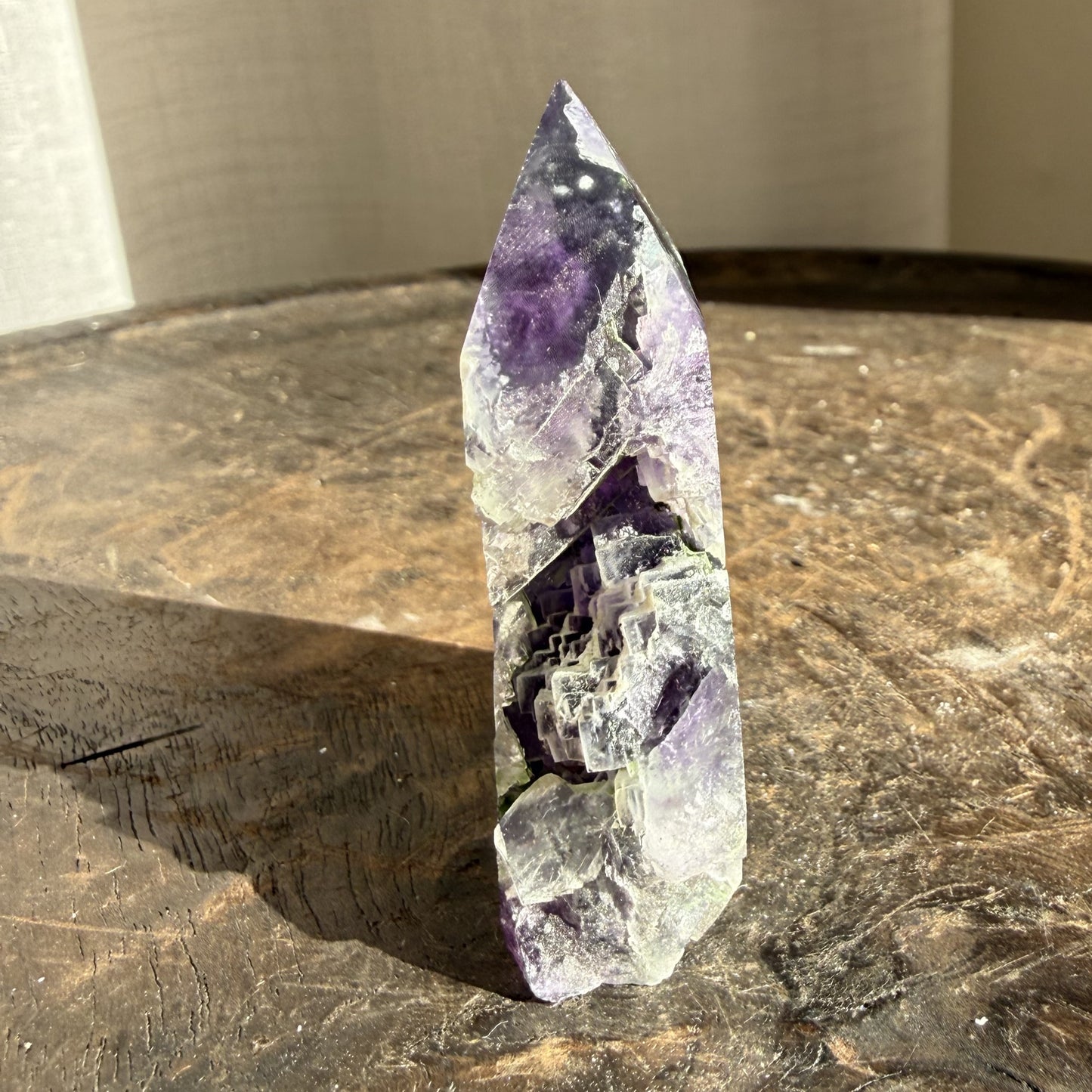 Rainbow Fluorite Wedge with raw edge 15