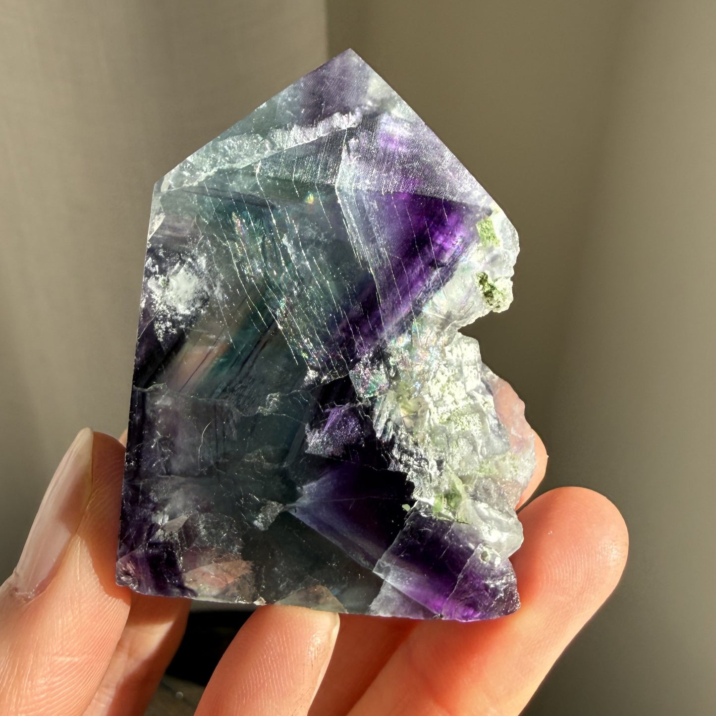 Rainbow Fluorite Wedge with raw edge 15