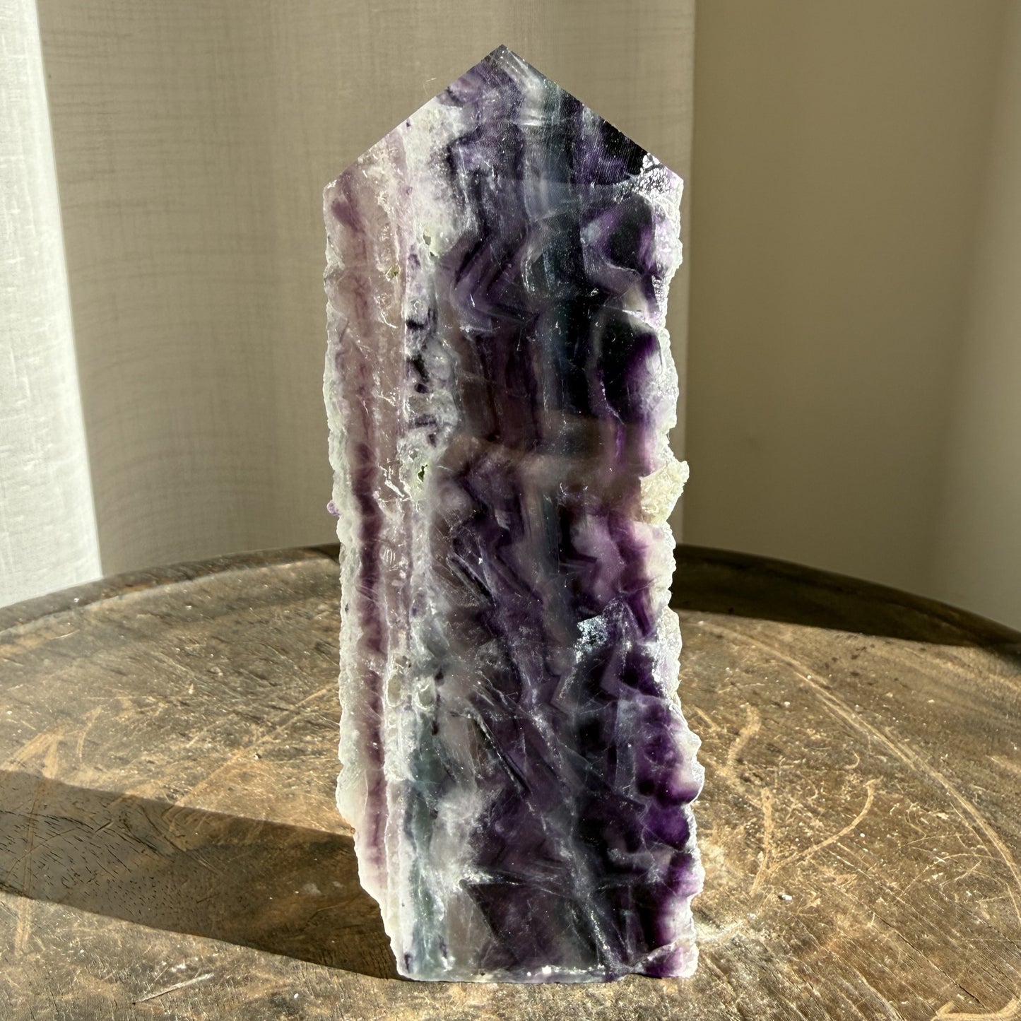 Rainbow Fluorite Wedge with raw edge 16