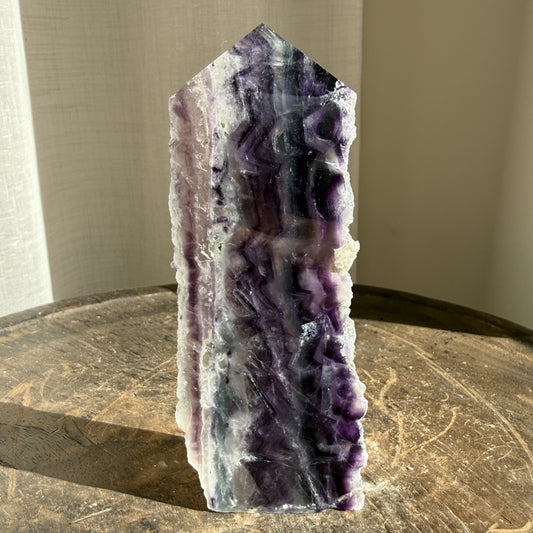 Rainbow Fluorite Wedge with raw edge 16