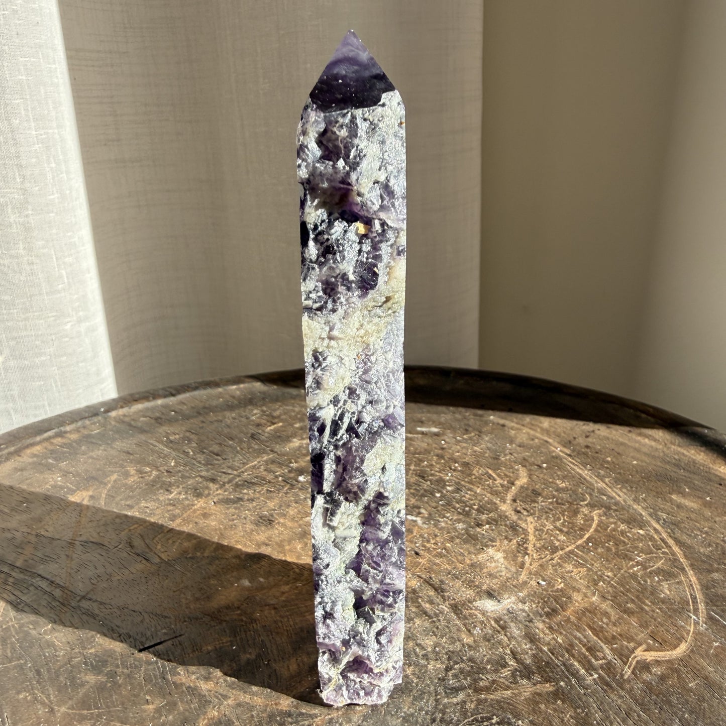Rainbow Fluorite Wedge with raw edge 16