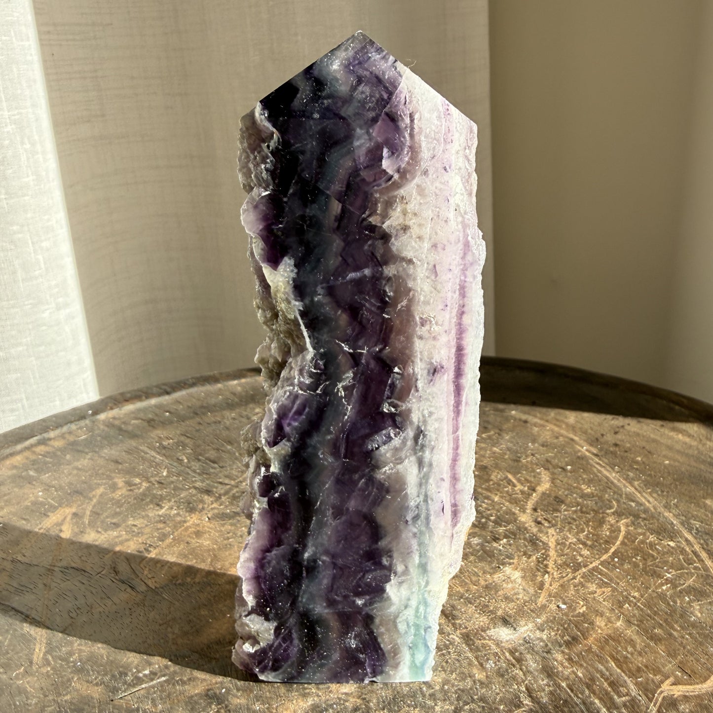 Rainbow Fluorite Wedge with raw edge 16
