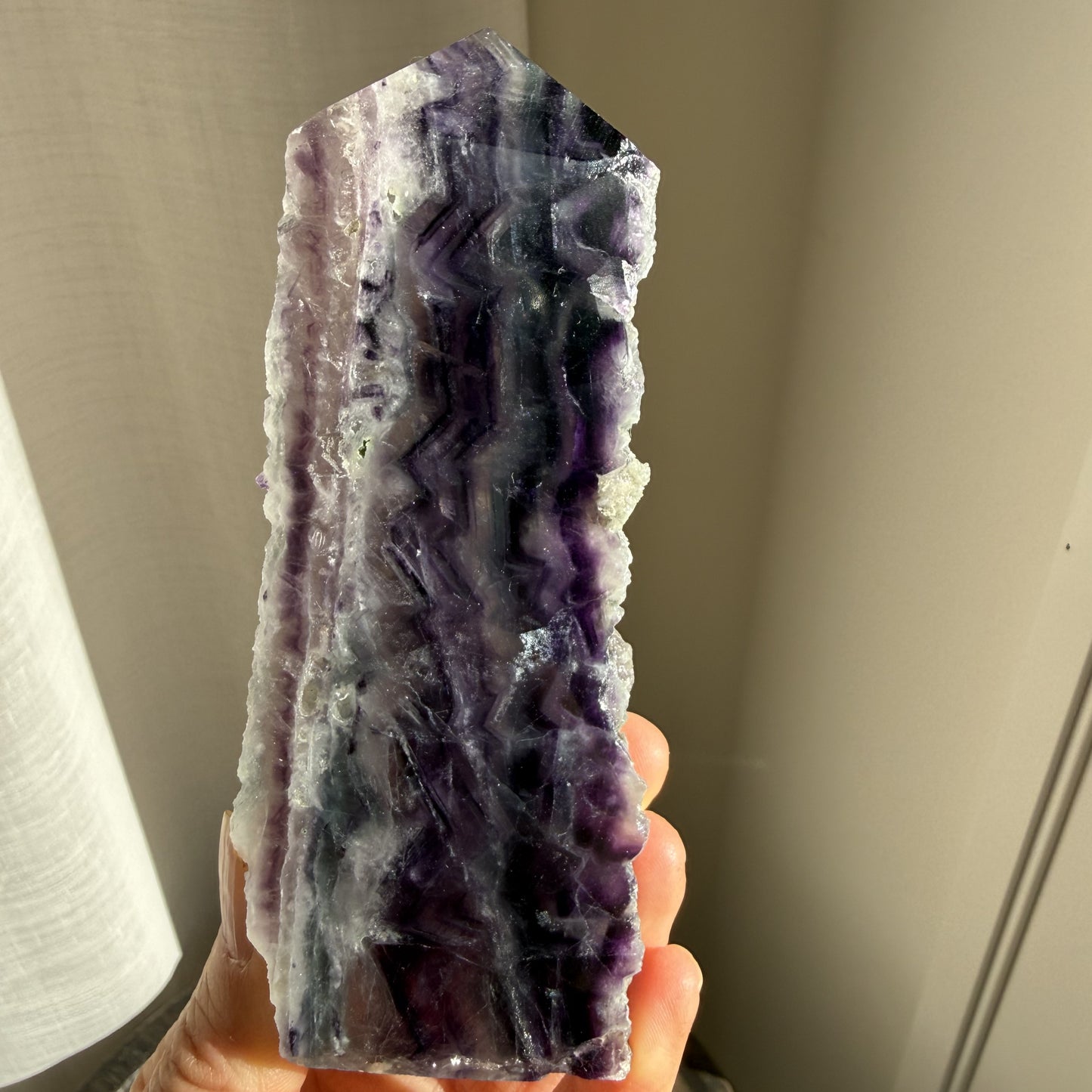 Rainbow Fluorite Wedge with raw edge 16