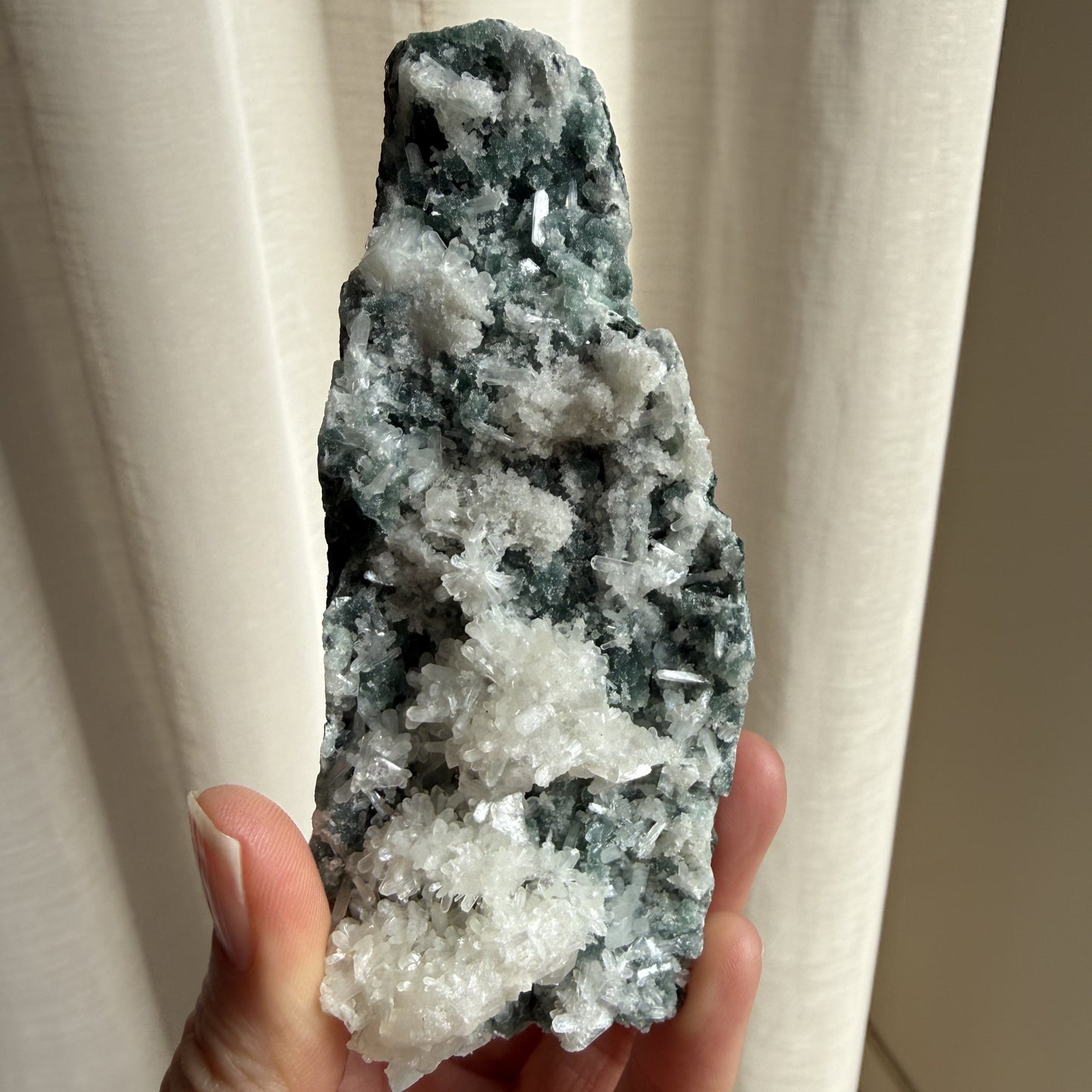 Green Chalcedony with Apophyllite