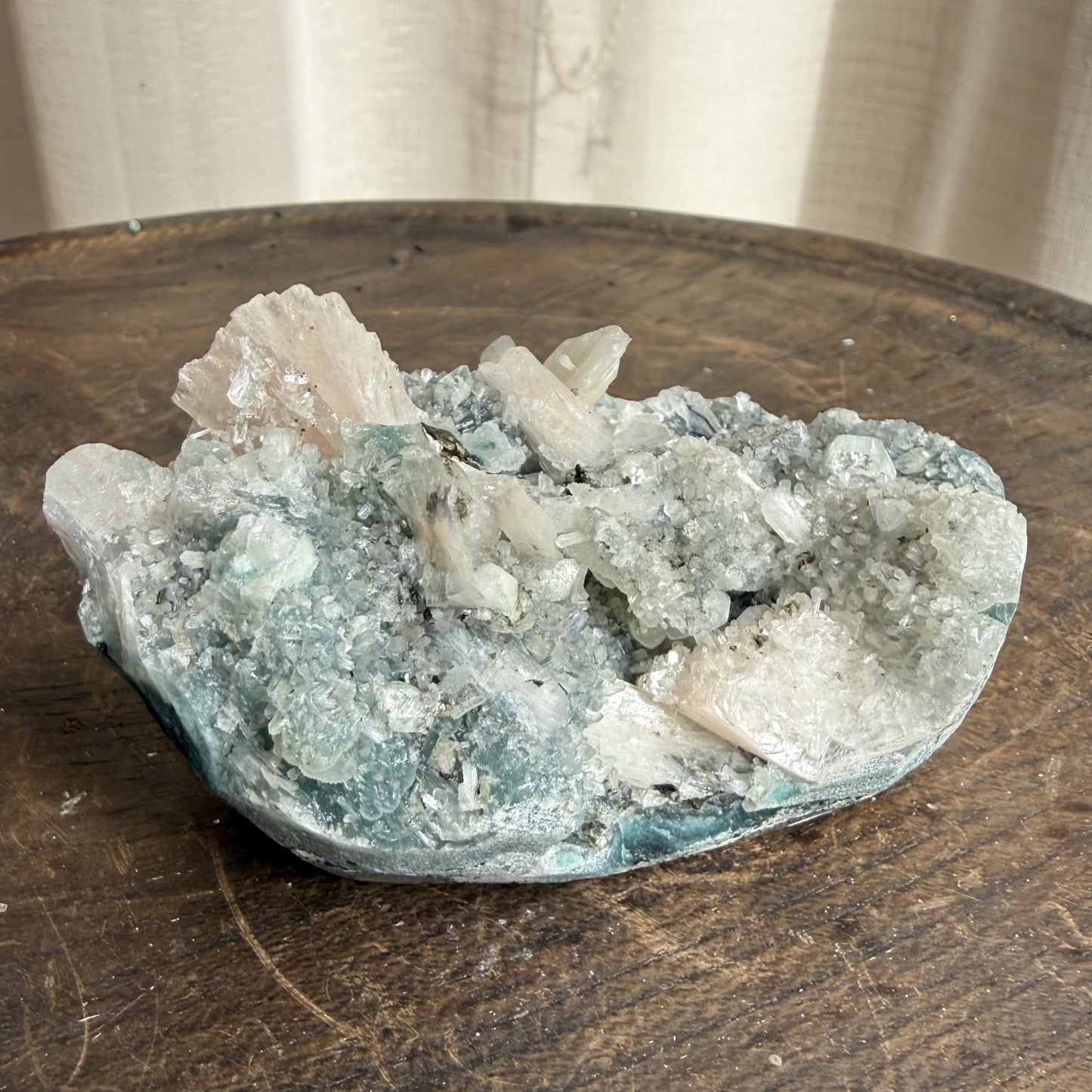 Green Chalcedony with Apophyllite & Stilbite