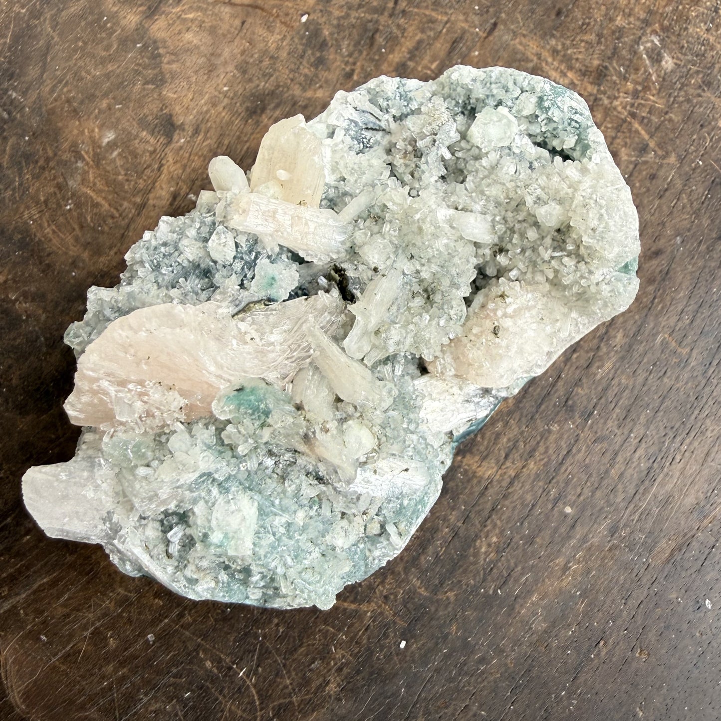 Green Chalcedony with Apophyllite & Stilbite