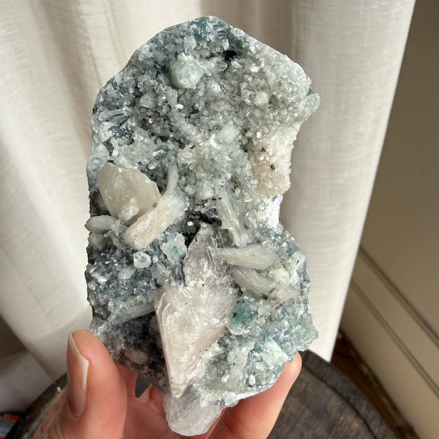 Green Chalcedony with Apophyllite & Stilbite
