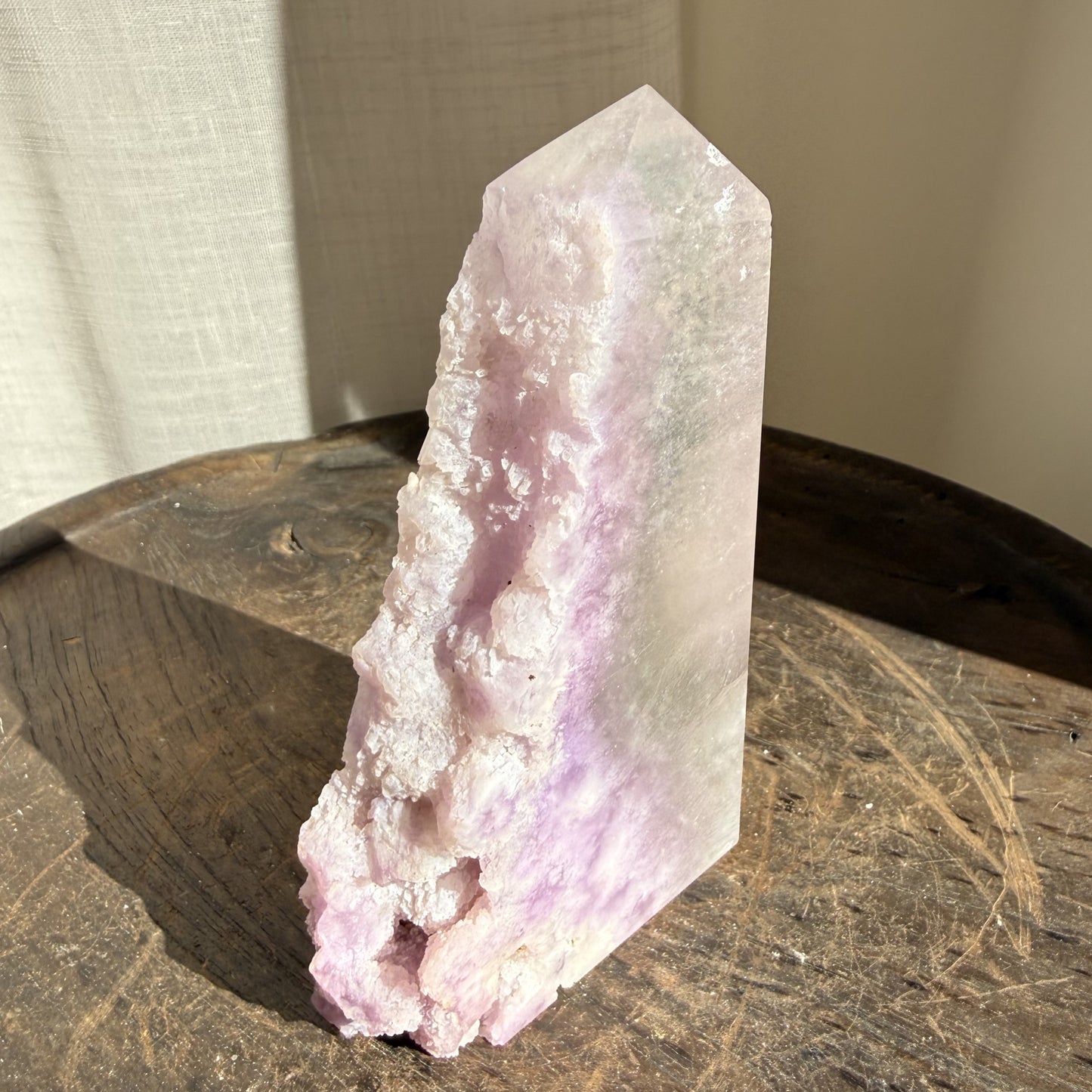 Silk Fluorite Wedge with raw edge