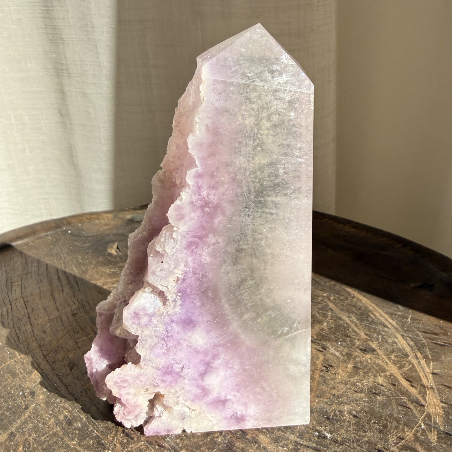 Silk Fluorite Wedge with raw edge