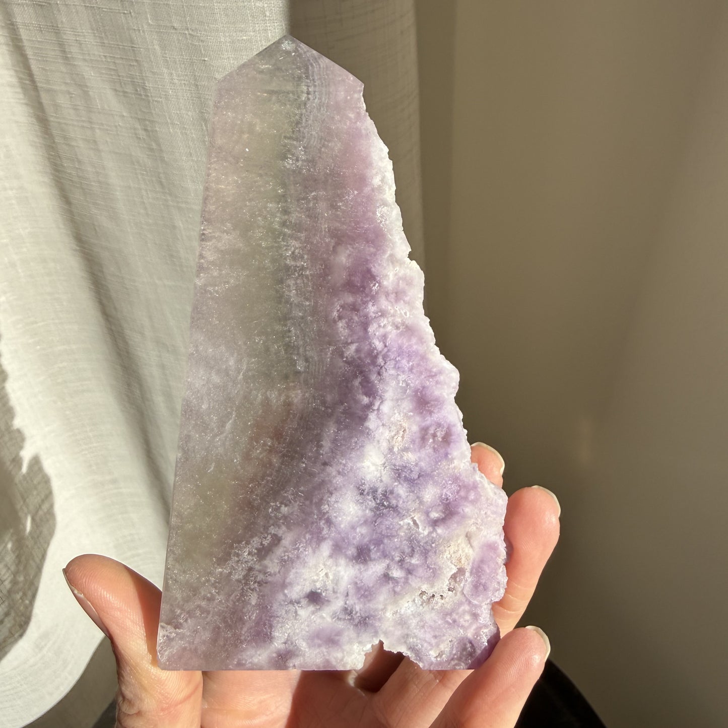 Silk Fluorite Wedge with raw edge