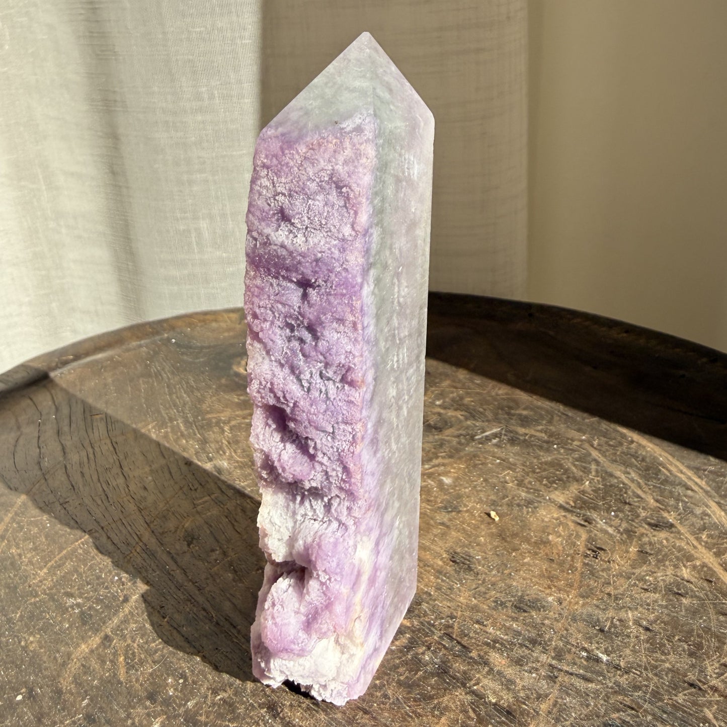 Silk Fluorite Wedge with raw edge