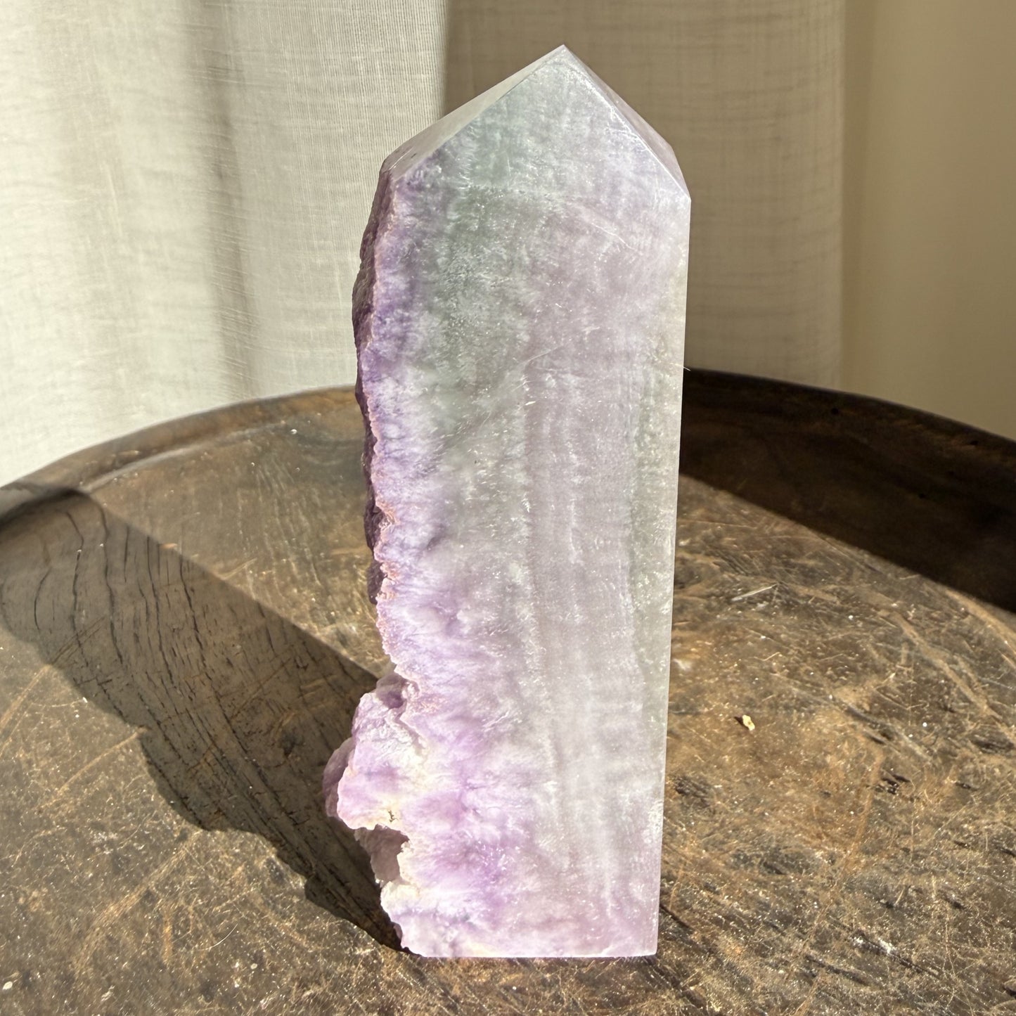 Silk Fluorite Wedge with raw edge