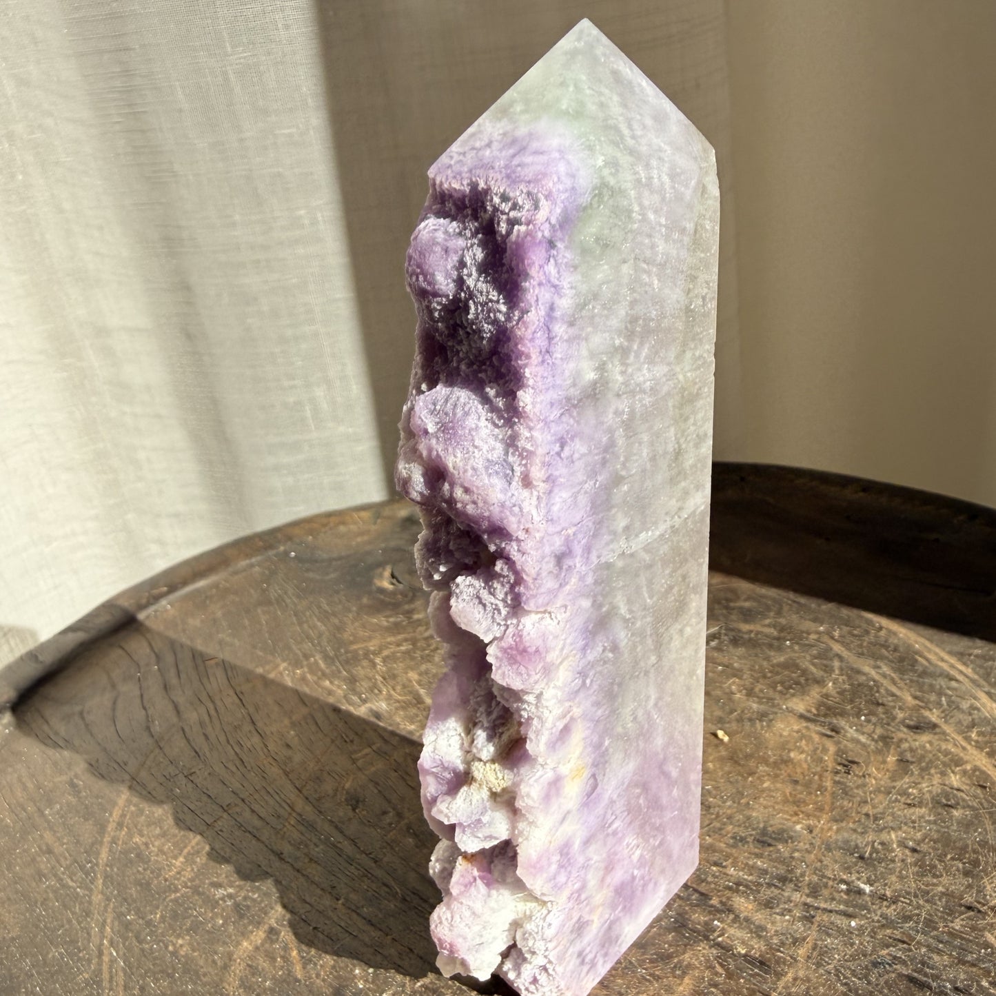 Silk Fluorite Wedge with raw edge