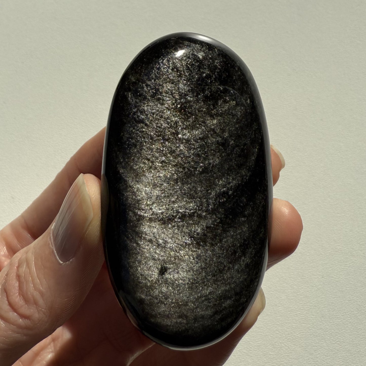 Golden Sheen Obsidian Palm Stone 001