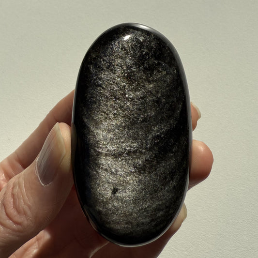 Golden Sheen Obsidian Palm Stone 001