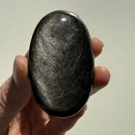Golden Sheen Obsidian Palm Stone 002