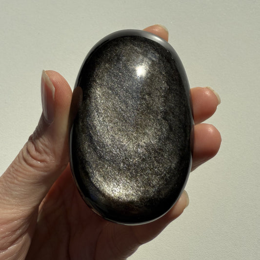 Golden Sheen Obsidian Palm Stone 003