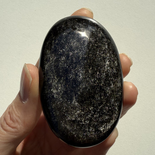 Golden Sheen Obsidian Palm Stone 005