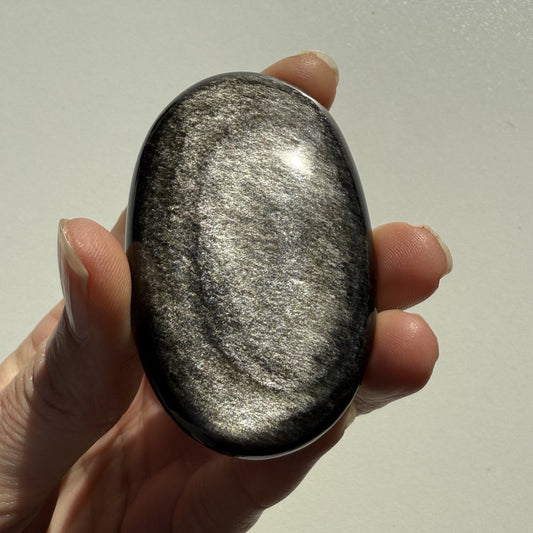 Golden Sheen Obsidian Palm Stone 006