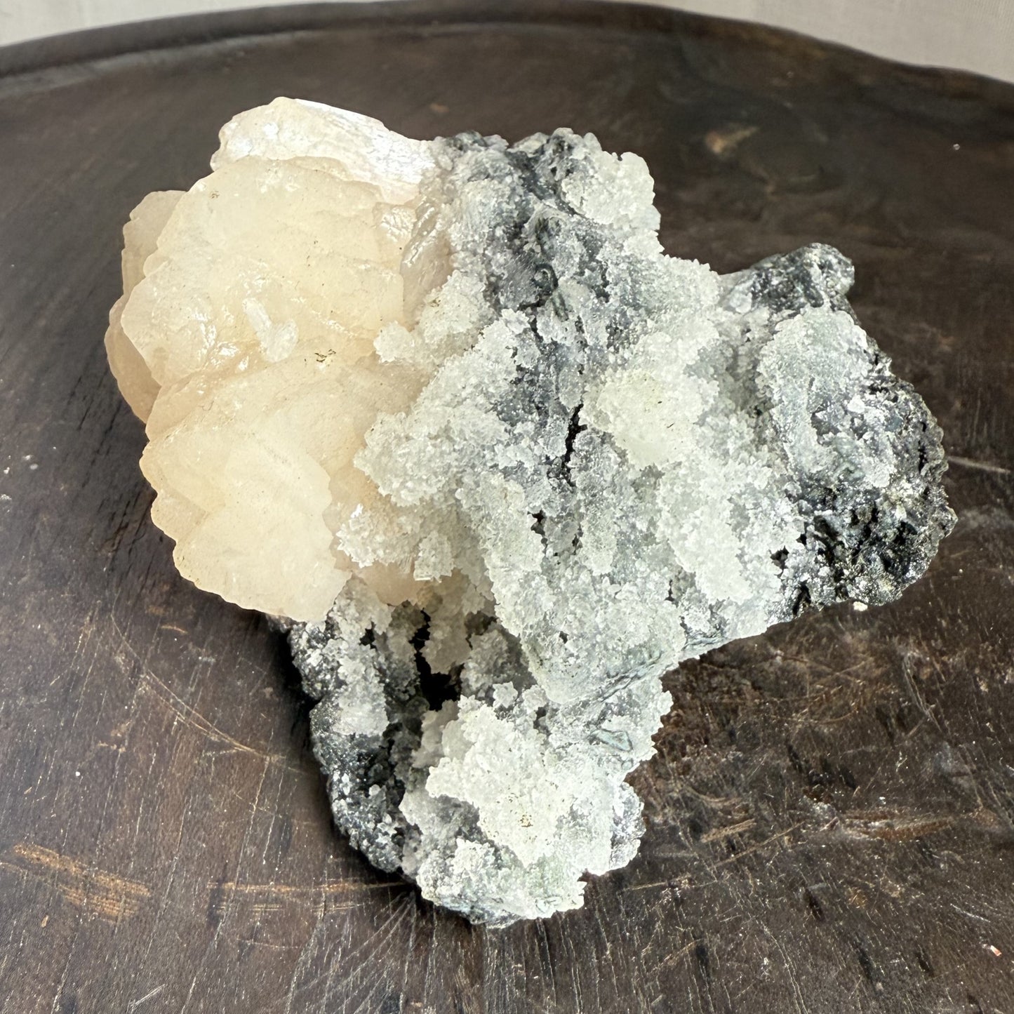 Black Chalcedony with Peach Stilbite 005