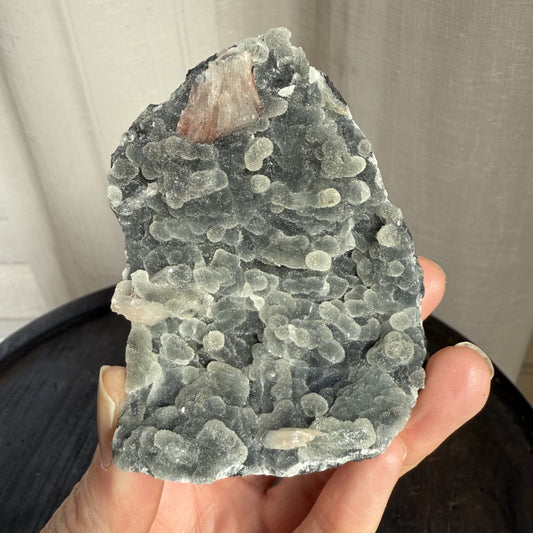 Black Chalcedony with Peach Stilbite 002
