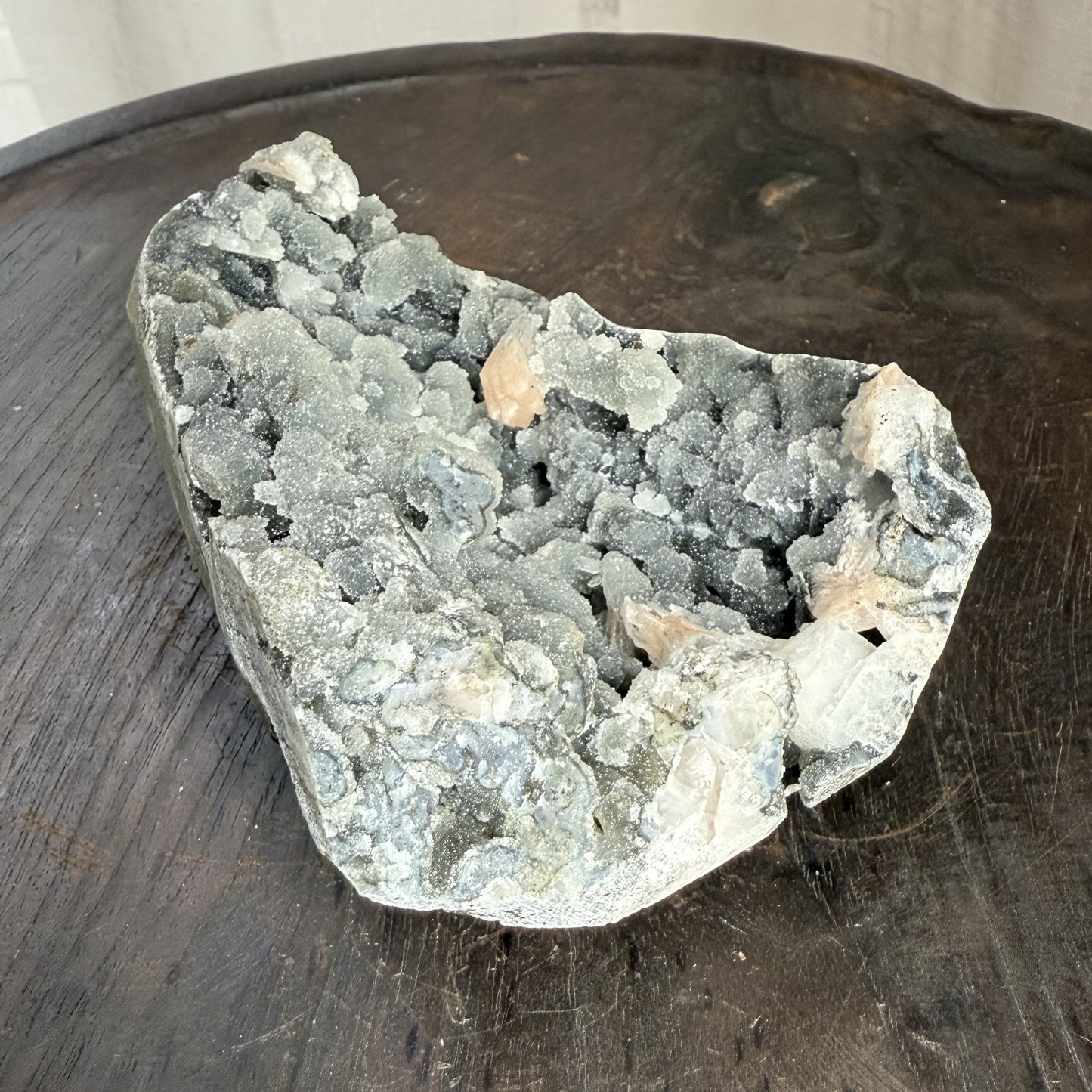 Black Chalcedony with Peach Stilbite 003
